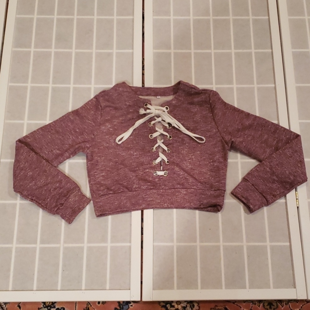 Lace Up Crop Top Sweater M